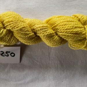 Twisted skein of bright yellow on a white background