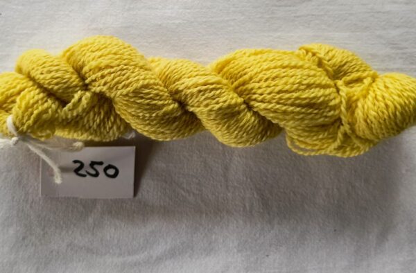 Twisted skein of bright yellow on a white background